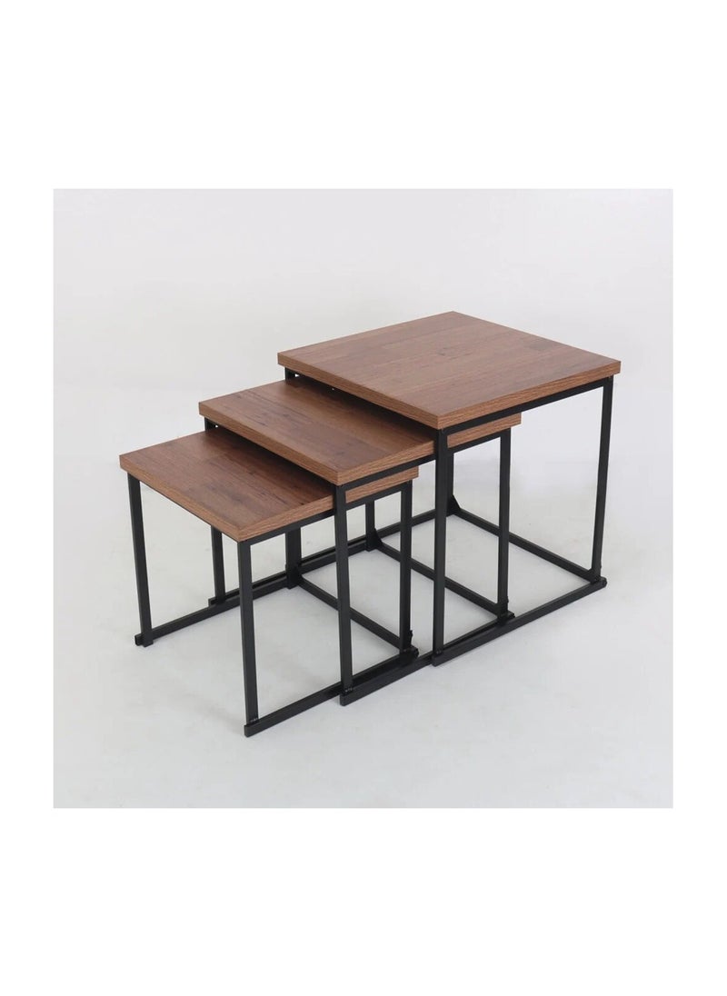watheer - Side Service Tables Of 3 Pieces For An Elegant And Ideal Home Suitable For Serving Coffee And Tea - Brown - Image 1