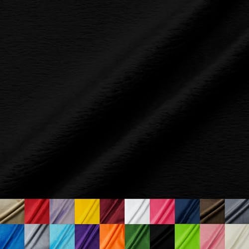 Ice Fabrics Solid Minky Fabric by The Yard - Soft, Smooth and Luxury 58/60" Extra Wide Black Minky Fabric for Blankets, Apparel, Baby Accessories, Throws, Pillows & More - Black - 1 Yard - Image 1
