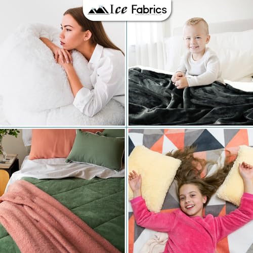 Ice Fabrics Solid Minky Fabric by The Yard - Soft, Smooth and Luxury 58/60" Extra Wide Black Minky Fabric for Blankets, Apparel, Baby Accessories, Throws, Pillows & More - Black - 1 Yard - Image 2