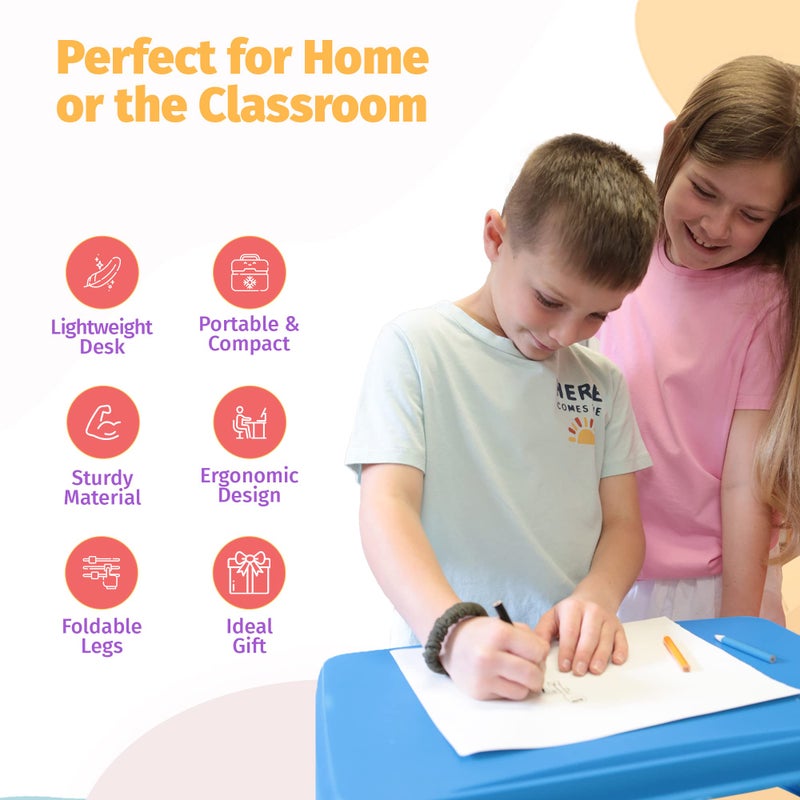 Purple Folding Lap Desk - Foldable Table for Work, Study, Gaming, Arts, Crafts, School - Collapsible Laptop Tray with Storage Compartment - Portable Writing Station for Kids, Adults - Image 4
