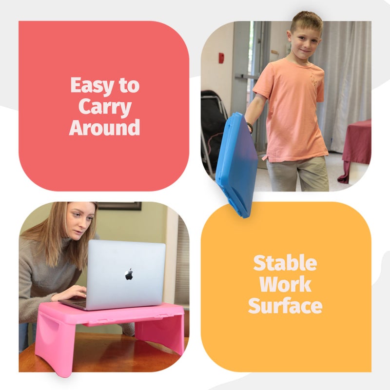 Purple Folding Lap Desk - Foldable Table for Work, Study, Gaming, Arts, Crafts, School - Collapsible Laptop Tray with Storage Compartment - Portable Writing Station for Kids, Adults - Image 5