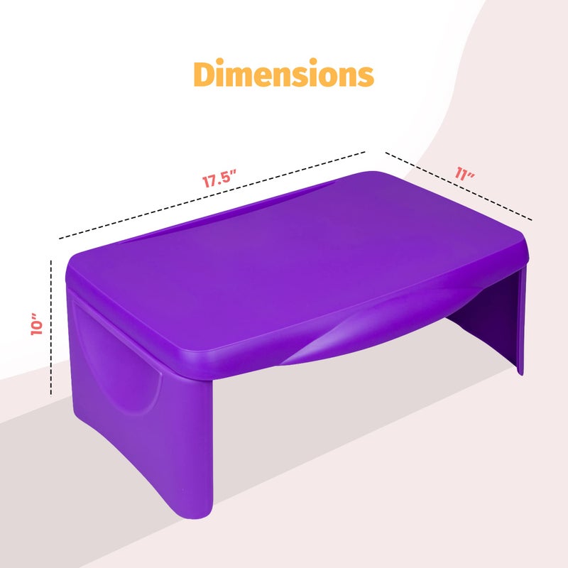 Purple Folding Lap Desk - Foldable Table for Work, Study, Gaming, Arts, Crafts, School - Collapsible Laptop Tray with Storage Compartment - Portable Writing Station for Kids, Adults - Image 3
