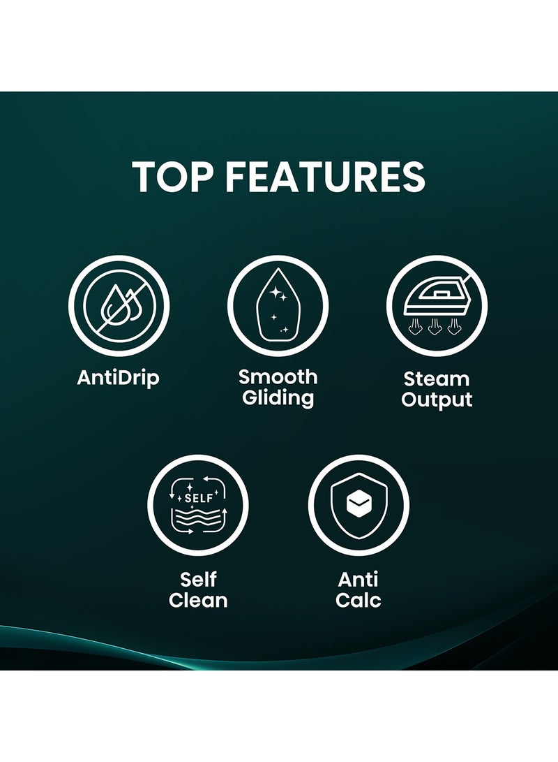 Hisense 2800W Steam Iron  Antidrip,Smooth Gliding, Steam Output,Self Clean, Anti Calc H28SIWES1 white - Image 4