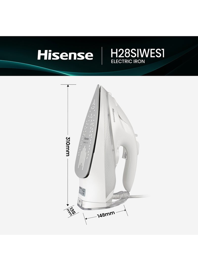 Hisense 2800W Steam Iron  Antidrip,Smooth Gliding, Steam Output,Self Clean, Anti Calc H28SIWES1 white - Image 3