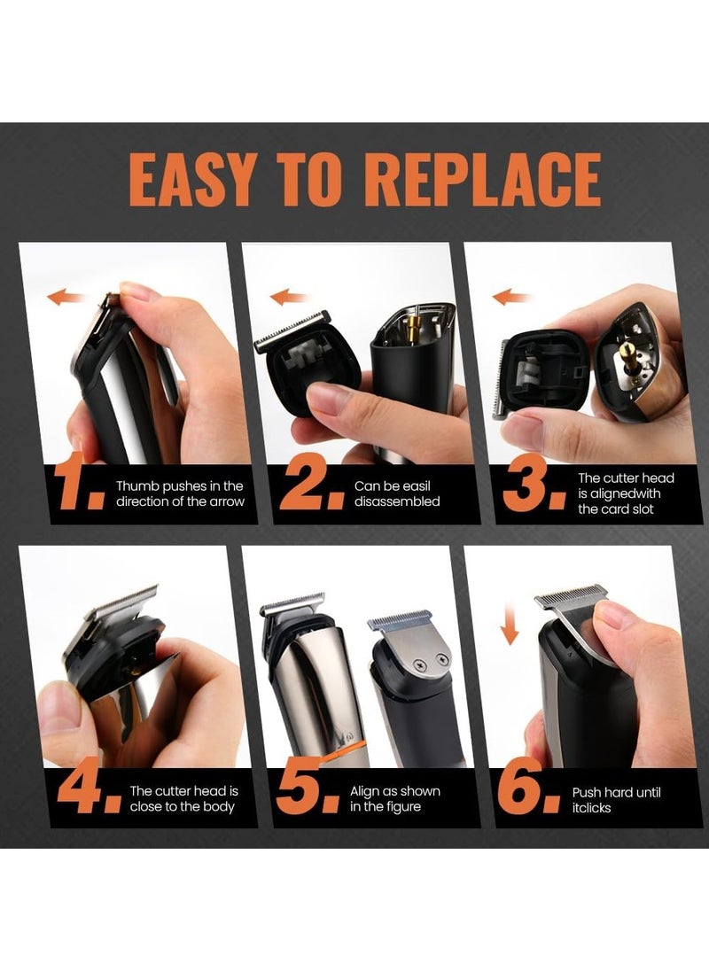 pritech Hair Trimmers,Beard Trimmer, 6 in 1 Kit Electric Cordless Nose Trimmer Mens Grooming Trimmer for Beard Head Face and Body Waterproof IPX7 USB Rechargeable LED Power Display  - Image 2