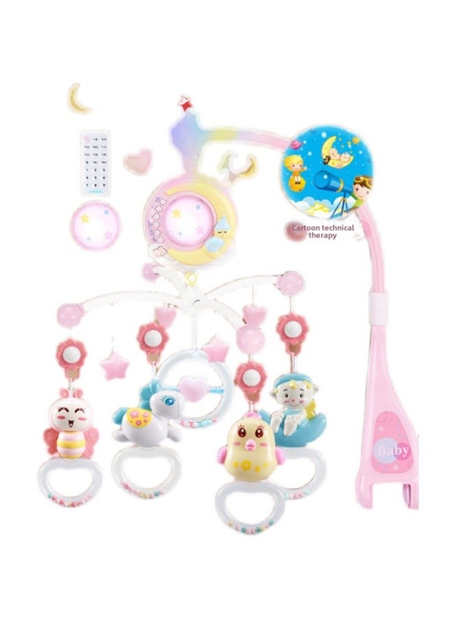 Baby Bedside Rattle Rotatable Soothing Bed Bell 0-1 Years Old 3-6 Months Old Music Bed Baby Toy Hanging Road-Color:Animal Baby Projection Night Light-light Pink-battery♜ - Image 5