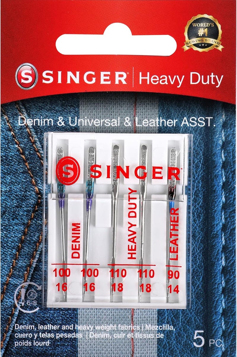 SINGER 04801 إبر ماكينة الخياطة الثقيلة العالمية، 5 قطع - Image 1