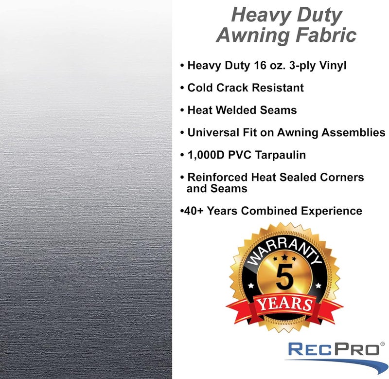 RecPro RV Awning Fabric Replacement | Width Options from 8 Feet to 22 Feet | Variety of Color Options | 8' (96") Length RV Awning Replacement | Premium Vinyl (8' - Actual Width 7' 1", Gray Fade)… - Image 2