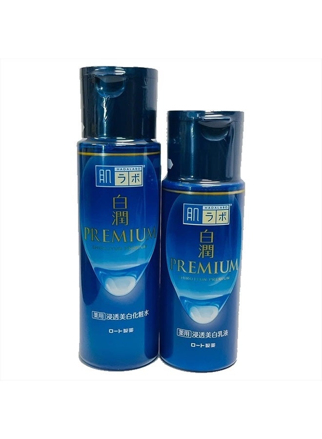 Hada Labo ROHTO Hadalabo Shirojun Premium Lotion 170ml and Premium Milk 140ml set - Image 1