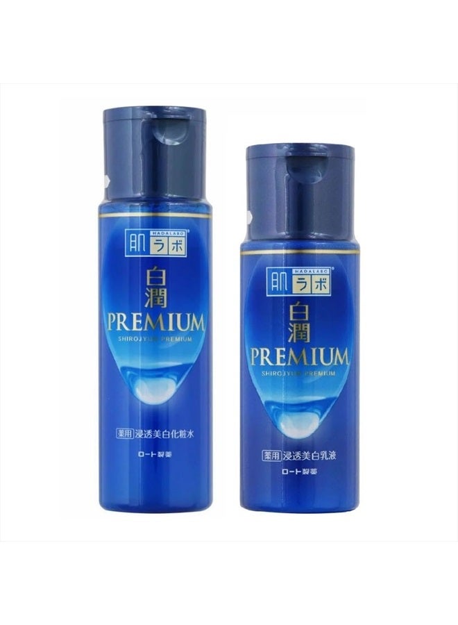 Hada Labo ROHTO Hadalabo Shirojun Premium Lotion 170ml and Premium Milk 140ml set - Image 2