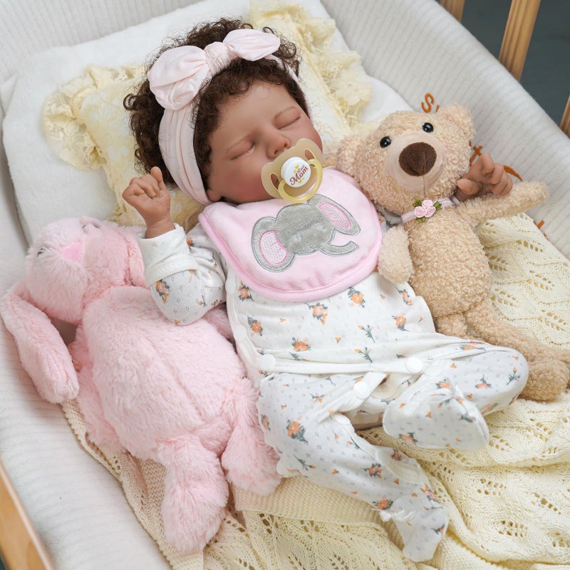 BABESIDE Lifelike Reborn Baby Dolls Black Girl 17Inch Realistic Newborn Baby Doll Real Life Baby Dolls with Clothes and Toy Gift for Kids Age 3 - Image 2