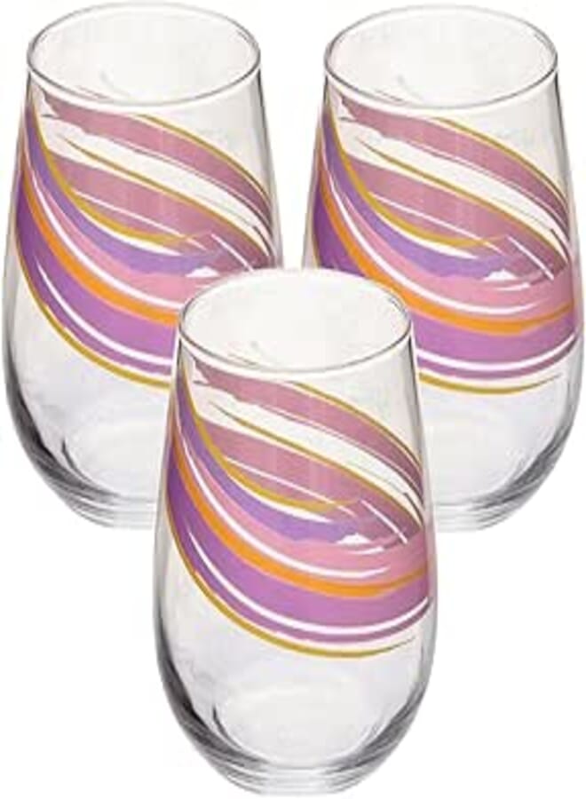 LAV TONE GAI 361 Glass/Decala Print Ub0454/ 360 cc -12 Oz / 3 Pcs/Elegant design, Trusted Brand, Attractive shape