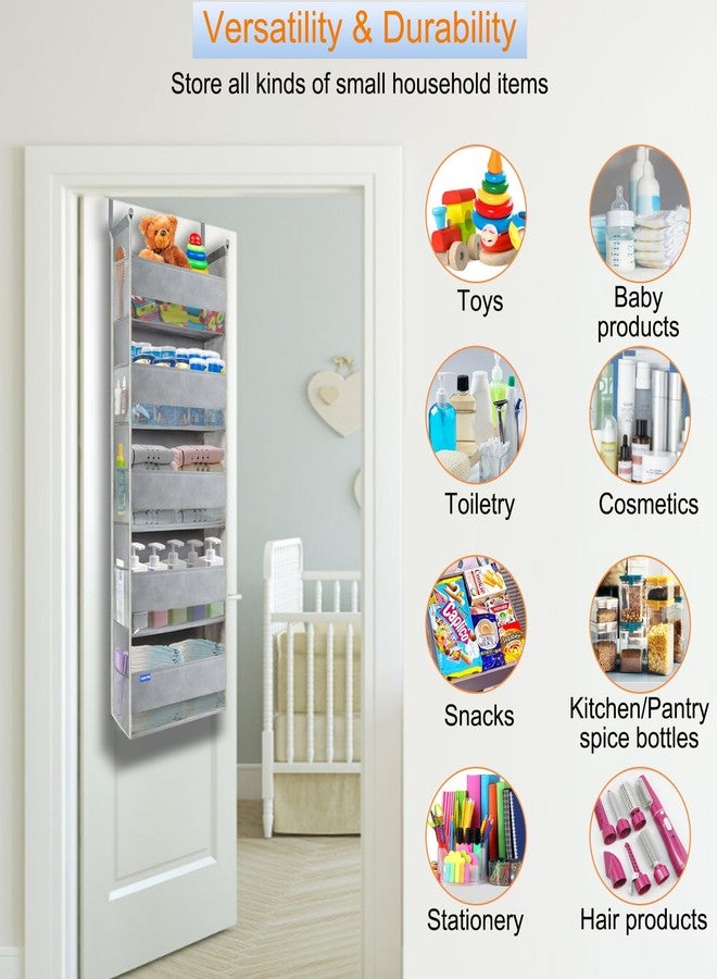 roomtalk Over The Door Hanging Organizer 5-Shelves and 10 Side Pockets, Over The Door Storage for Bathroom and Bedroom, Back of Door Organizers for Baby Accessories and Kid's Toys (13"x5"x44", Black) - Image 3