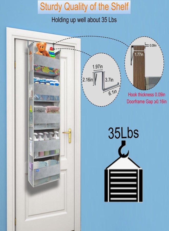 roomtalk Over The Door Hanging Organizer 5-Shelves and 10 Side Pockets, Over The Door Storage for Bathroom and Bedroom, Back of Door Organizers for Baby Accessories and Kid's Toys (13"x5"x44", Black) - Image 4