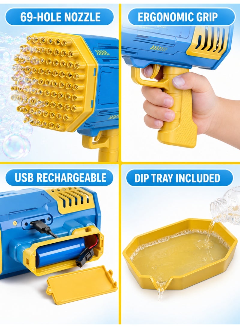 Bazooka Rocket Bubble Machine, featuring colourful lights and high-capacity output, a multi-hole bubble generator – the essential summer plaything for children. - Image 3