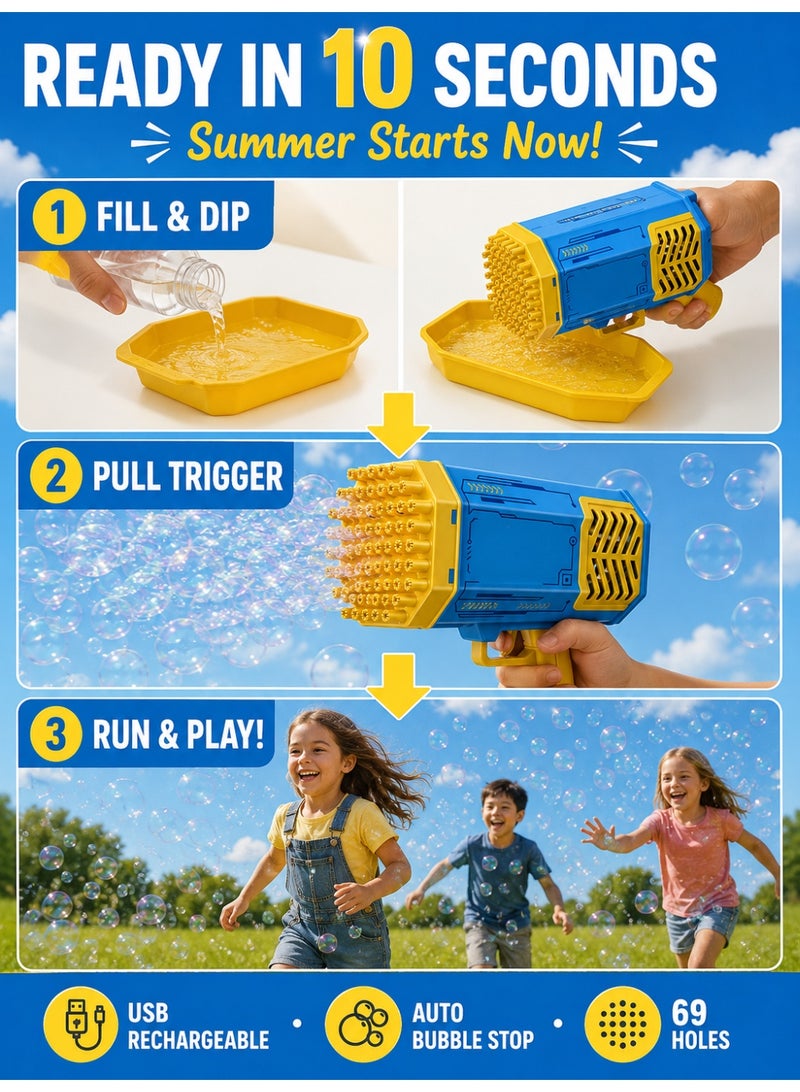 Bazooka Rocket Bubble Machine, featuring colourful lights and high-capacity output, a multi-hole bubble generator – the essential summer plaything for children. - Image 5
