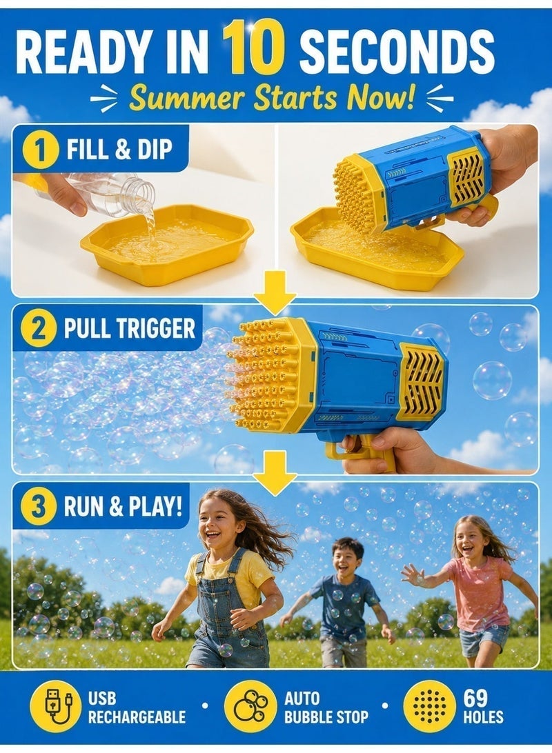 Bazooka Rocket Bubble Machine, featuring colourful lights and high-capacity output, a multi-hole bubble generator – the essential summer plaything for children. - Image 5