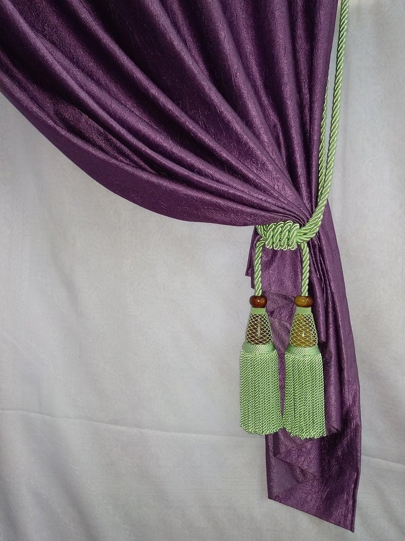 Tanabana Dual Tassel Tieback Louise in Viscose with Twisted Bullion Fringe and 3 ply Cord in Single Colour Embellished with The Knotted Armour - Image 3
