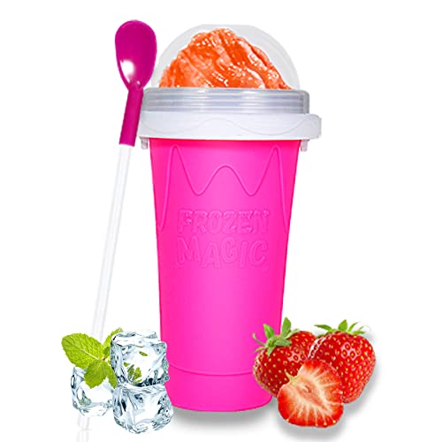 COLORLAND Color Land Slushy Cup, TIK TOK Slushie Maker Cup Frozen Magic Squeeze Cup, Ice Cream Maker Cup, Cool Stuff Trending Tiktok Items Homemade DIY Cool Gadgets with Lid & Straw (PINK) - Image 1