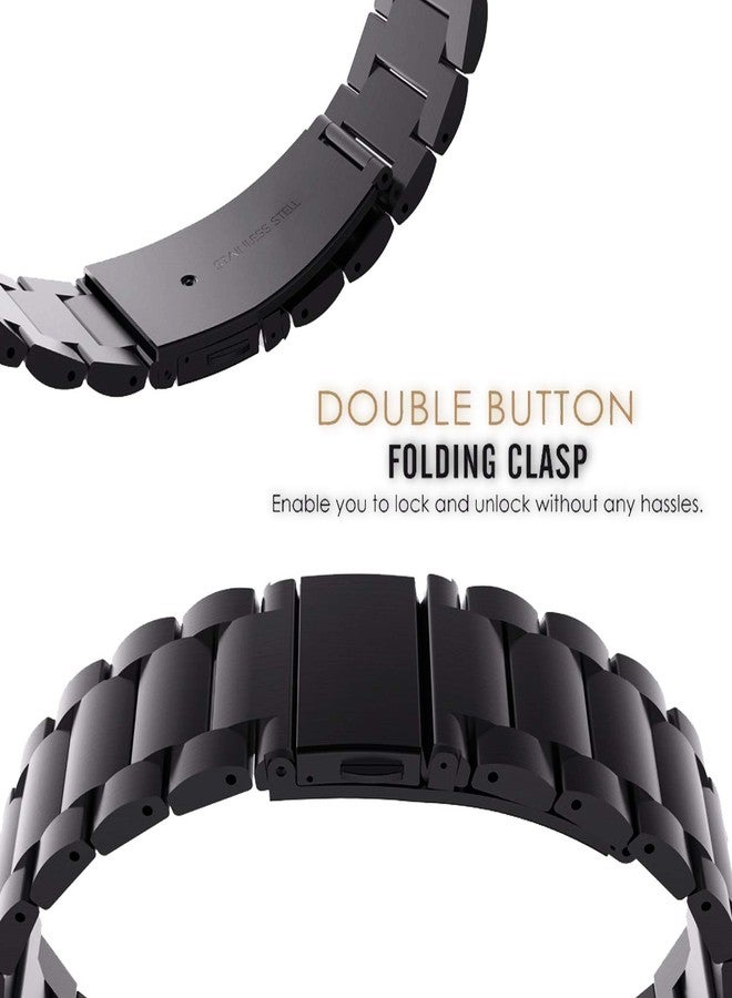 ACM Watch Strap Stainless Steel Metal 20mm compatible with Polar Ignite 2 Smartwatch Belt Luxury Band Royal Black - Image 4
