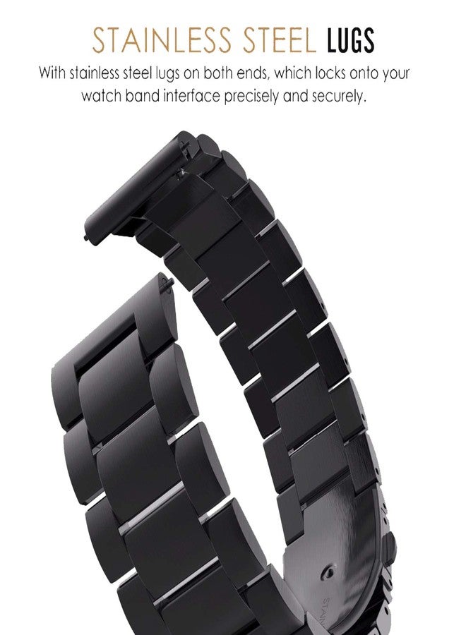 ACM Watch Strap Stainless Steel Metal 20mm compatible with Polar Ignite 2 Smartwatch Belt Luxury Band Royal Black - Image 5