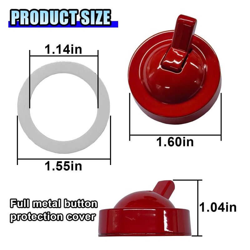 DUSCOKE Car Push Start Button Cover, Metal Anti-Scratch One-Touch Start/Stop Joystick, Auto Engine Ignition Rocker Cover, Universal Vehicle Interior Decoration Accessories for Truck SUV Computer (Red) - Image 2