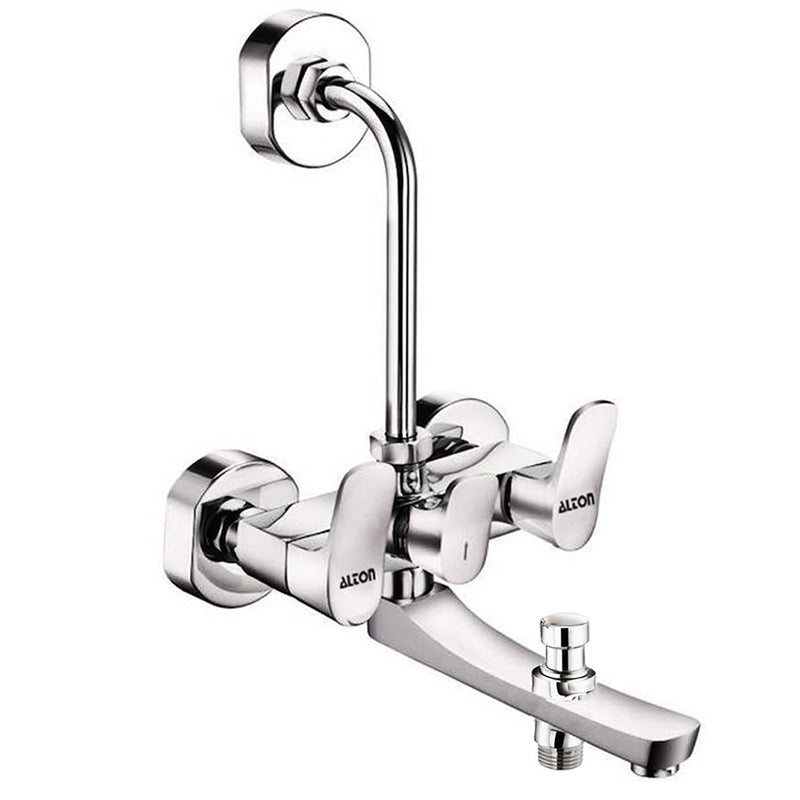ALTON ARA19090 Brass 3in1 Wall Mixer with Provision for Over Head and Hand Shower and 190mm Bend Pipe Chrome - Image 1
