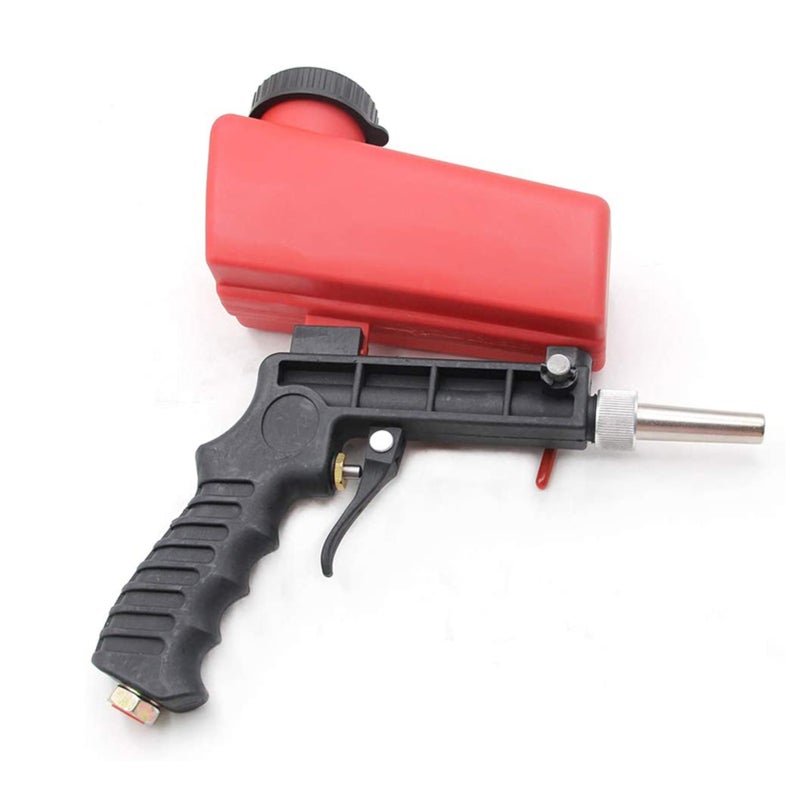 Handheld Sandblaster: 21Lbs Capacity Black & Red Aluminum Alloy Body - Adjustable Even Sandblast Flow, 1/4" Air Intake 90Psi 7.0Cfm Pressure Sandblasting Tool for Metal Polishing, Rust Burr Removal, S - Image 4