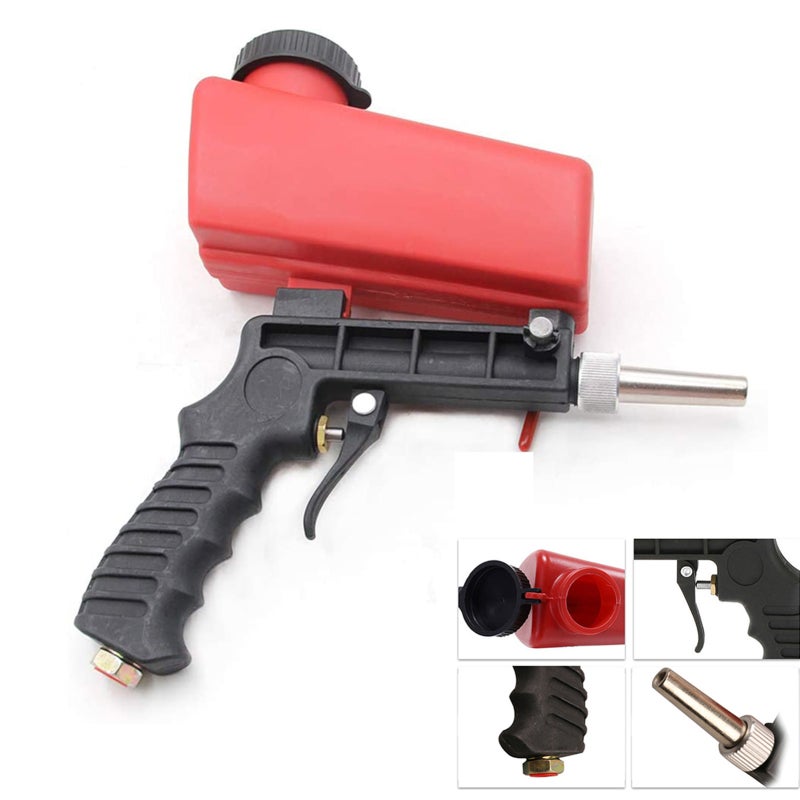 Handheld Sandblaster: 21Lbs Capacity Black & Red Aluminum Alloy Body - Adjustable Even Sandblast Flow, 1/4" Air Intake 90Psi 7.0Cfm Pressure Sandblasting Tool for Metal Polishing, Rust Burr Removal, S - Image 3