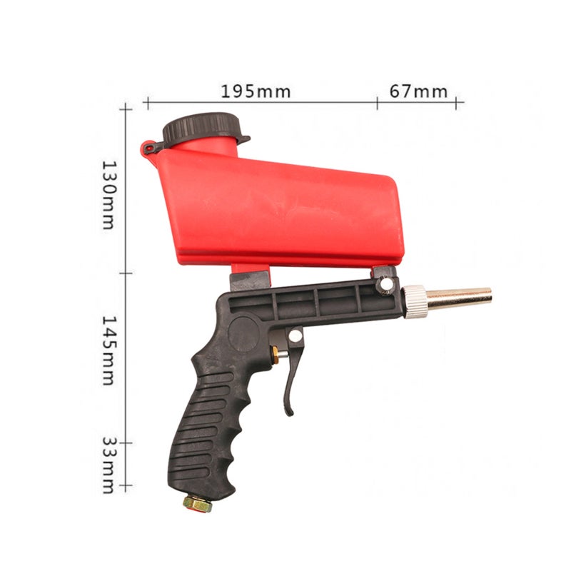 Handheld Sandblaster: 21Lbs Capacity Black & Red Aluminum Alloy Body - Adjustable Even Sandblast Flow, 1/4" Air Intake 90Psi 7.0Cfm Pressure Sandblasting Tool for Metal Polishing, Rust Burr Removal, S - Image 2