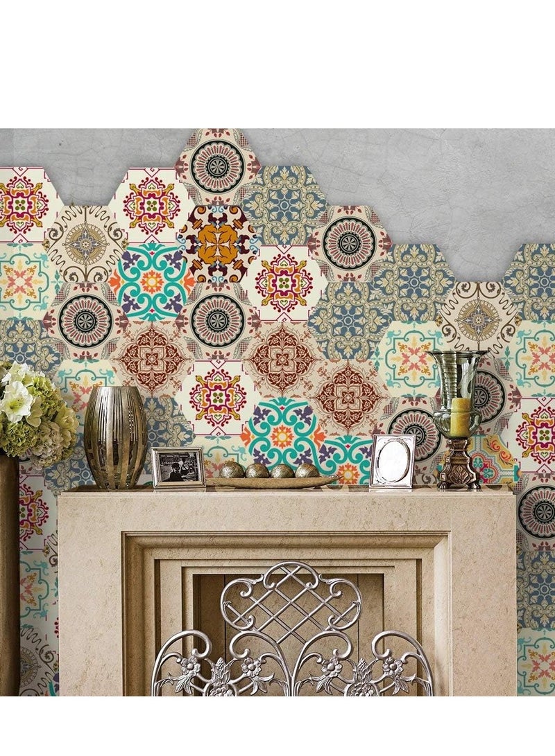 SYOSI Vinyl Floor Wall Tiles Sticker for Home Decor Hexagon Living Room Kitchen Bathroom Decorative Floors and Kitchens Decals Peel Stick Self- Adhesive 7.87" X 9.05" X 10 Pcs Set - Image 2