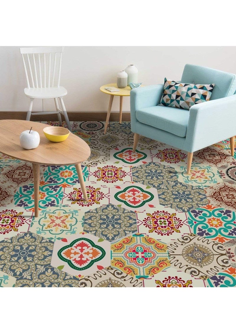 SYOSI Vinyl Floor Wall Tiles Sticker for Home Decor Hexagon Living Room Kitchen Bathroom Decorative Floors and Kitchens Decals Peel Stick Self- Adhesive 7.87" X 9.05" X 10 Pcs Set - Image 4