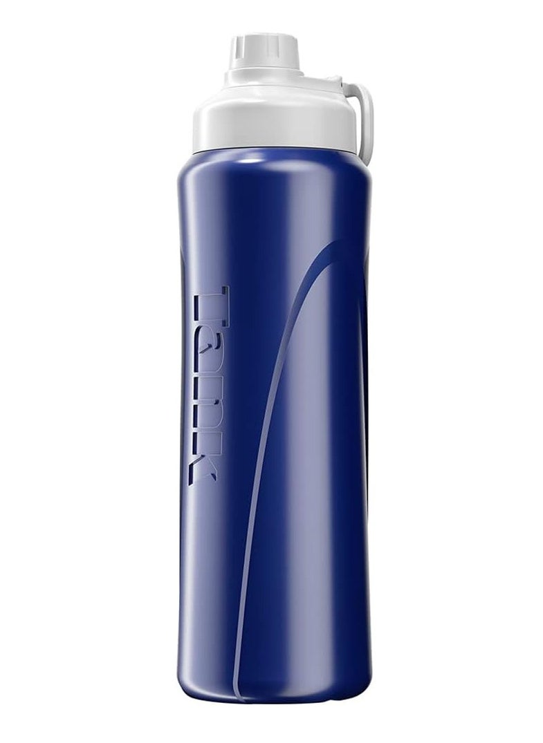 TANK Tank Insulated Plastic Water Bottle Super Cool 1L, Dark Blue, BPA Free  - Image 2