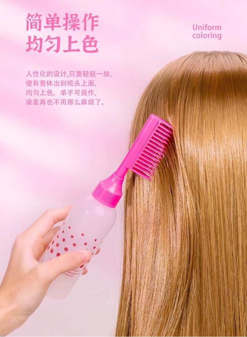 زجاجة لصبغ وتلوين الشعر بتصميم مشط لتوزيع الصبغة والشامبو , زجاجة مدرجة بمقياس لصبغة الشعر حتى الجذور, قطعة واحدة - متعدد الالوان - Image 4