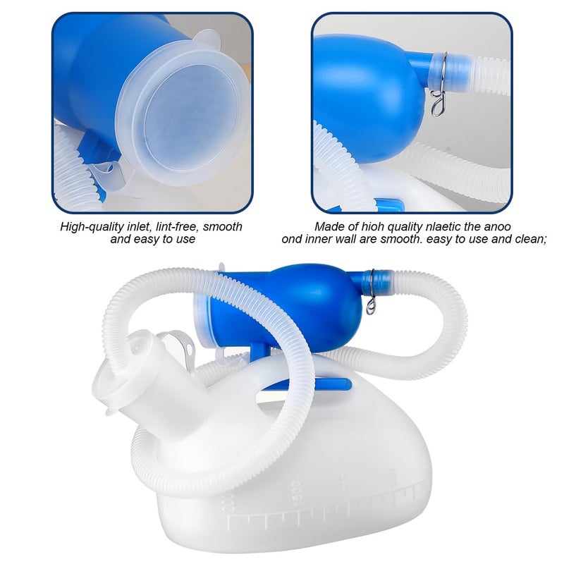 ILSSLI Men Urinal Bottle Portable Toilet Male Pee Bottle Reusable Urine Bottle Collector Bed Pan With 71"" Long Tube And Lids For Hospital Camping Elderly Bedridden Person (2L) - Image 3