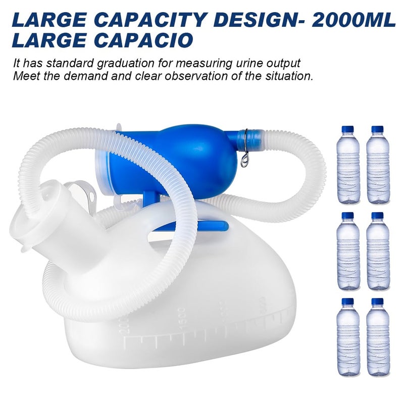 ILSSLI Men Urinal Bottle Portable Toilet Male Pee Bottle Reusable Urine Bottle Collector Bed Pan With 71"" Long Tube And Lids For Hospital Camping Elderly Bedridden Person (2L) - Image 5