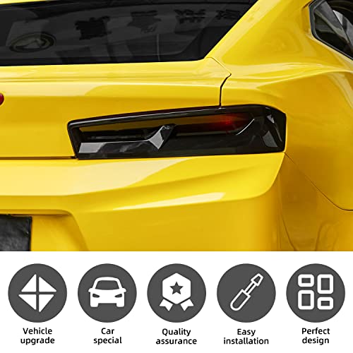 SQQP Tail Light Taillight Lamp Guard Cover Fit for 2016-2018 Chevrolet Camaro, Rear Light Frame Exterior Accessories Kit 2Pcs (Smoked Black) - Image 3