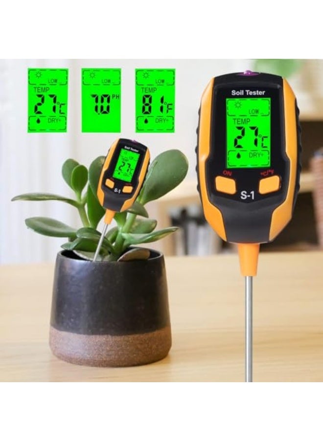 Generic 4-in-1 Soil Moisture Meter Digital PH Meter/Soil Moisture/Plant Temperature/Sunlight Intensity, Backlight LCD Display, Soil Test Meter for Garden, Lawn, Plant Care, Farm and Indoor Outdoor Plants  - Image 2