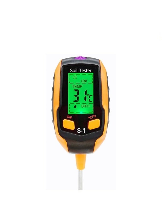 Generic 4-in-1 Soil Moisture Meter Digital PH Meter/Soil Moisture/Plant Temperature/Sunlight Intensity, Backlight LCD Display, Soil Test Meter for Garden, Lawn, Plant Care, Farm and Indoor Outdoor Plants  - Image 1