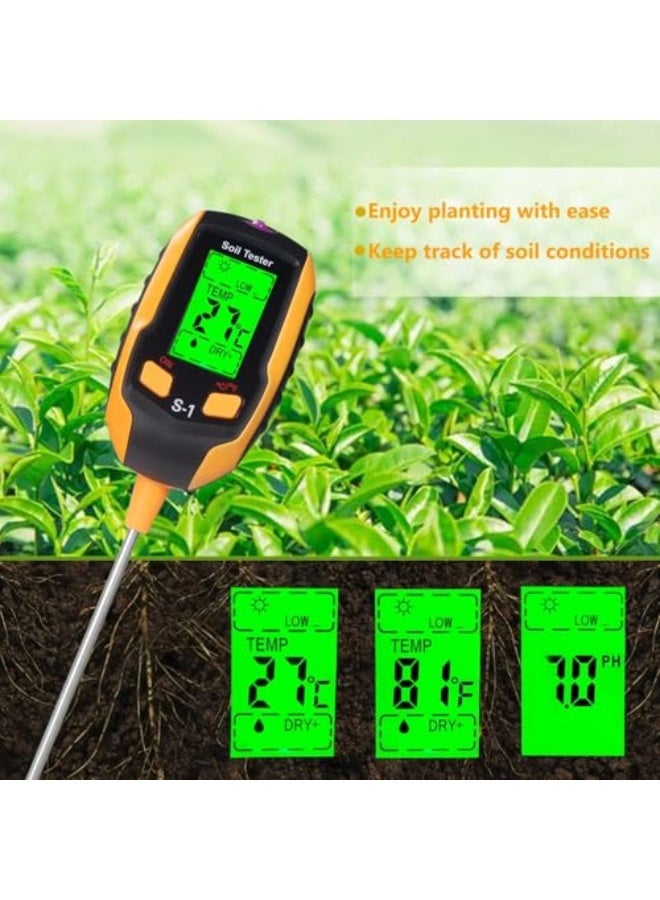 Generic 4-in-1 Soil Moisture Meter Digital PH Meter/Soil Moisture/Plant Temperature/Sunlight Intensity, Backlight LCD Display, Soil Test Meter for Garden, Lawn, Plant Care, Farm and Indoor Outdoor Plants  - Image 3
