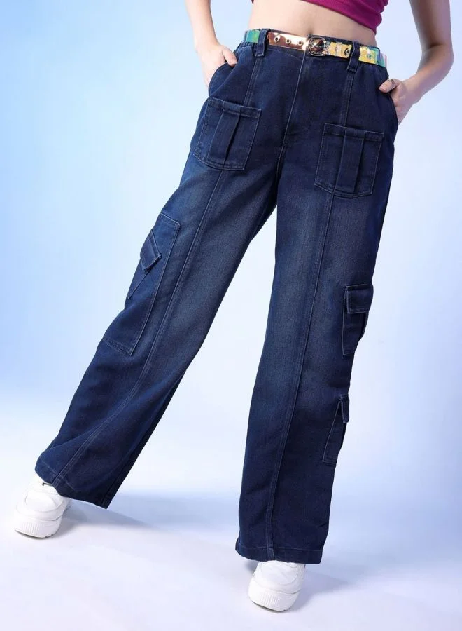 Women Boxy Fit Printed High Rise Jeans