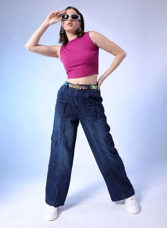 Freehand  Women Boxy Fit Printed High Rise Jeans  | Best Price UAE