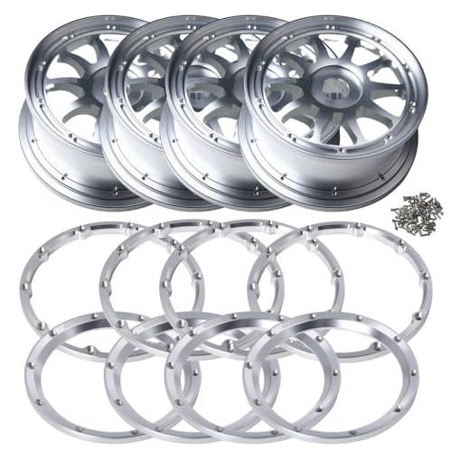 GTBRacing CNC Aluminum Alloy Front Rear Wheel Hub with Rings Set for 1/5 RC Car Losi DBXL DBXL-E/2.0 Upgrade Part (Front+Rear+Rings Style 2) - Image 1