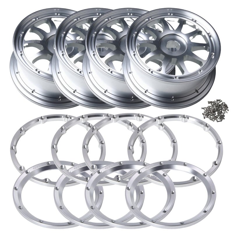 GTBRacing CNC Aluminum Alloy Front Rear Wheel Hub with Rings Set for 1/5 RC Car Losi DBXL DBXL-E/2.0 Upgrade Part (Front+Rear+Rings Style 2) - Image 5