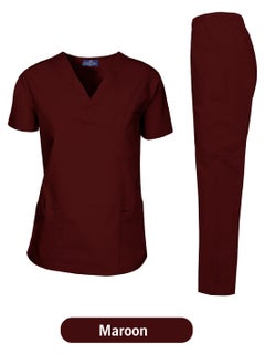 International Uniform L.L.C Scrubs Medical Uniform Unisex Top and Pants Maroon Color  - Image 1