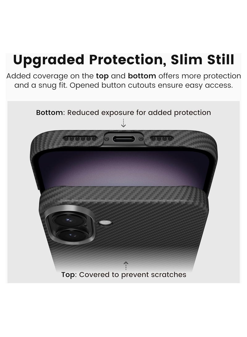 PITAKA pitaka for iPhone 16 Plus Case Compatible with MagSafe Thin & Light iPhone 16 Plus Case with a Caseless Feel 600D Aramid Fiber Woven Ultra Slim Case- Black/Grey (Twill)  - Image 3