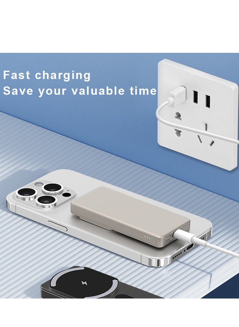 VIWTEC Magnetic Phone Power Bank 10000mAh - Wireless Fast Charger Compatible with iPhone 12-15/AirPods | Ultra-Slim Portable Charger - Image 2