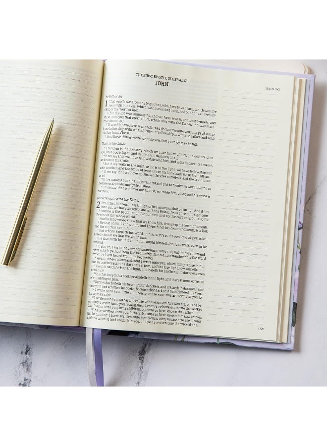 KJV Notetaking Bible, Large Print Hosanna Revival Edition, Lavender/Peach Cloth Over Board - Image 5