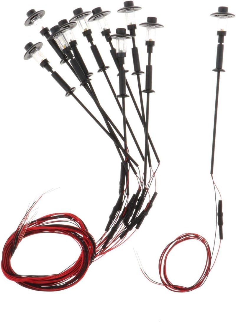 klarako 10pcs 12V Mini Street Light Garden Park Railway LED Lamppost Buildings Model Layout Diorama HO TT N 1:100-1:150 Gauge - Image 1