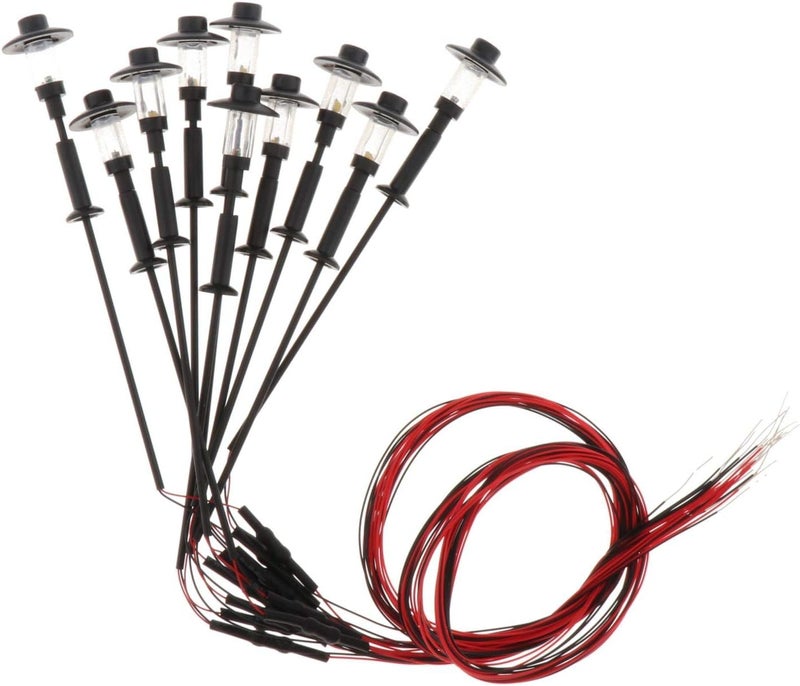 klarako 10pcs 12V Mini Street Light Garden Park Railway LED Lamppost Buildings Model Layout Diorama HO TT N 1:100-1:150 Gauge - Image 3